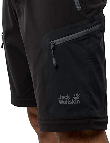 Jack Wolfskin Activate Light Zip Off - Pantalón Deportivo para Hombre, Hombre, Pantalones, 1503742, Negro, 52