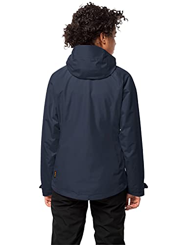 Jack Wolfskin Iceland Voyage 3IN1 - Chaqueta 3 en 1 para mujer, Mujer, Chaqueta doble impermeable., 1107813, azul medianoche, extra-large