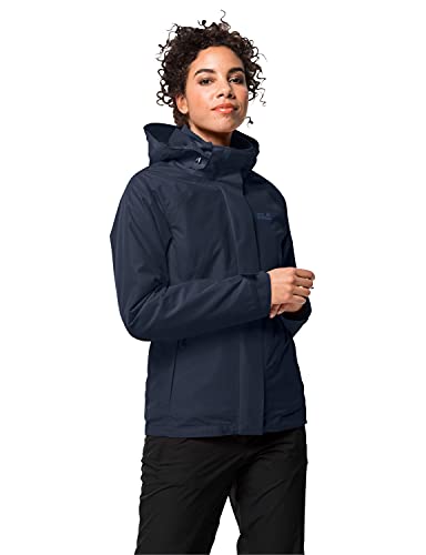 Jack Wolfskin Iceland Voyage 3IN1 - Chaqueta 3 en 1 para mujer, Mujer, Chaqueta doble impermeable., 1107813, azul medianoche, extra-large