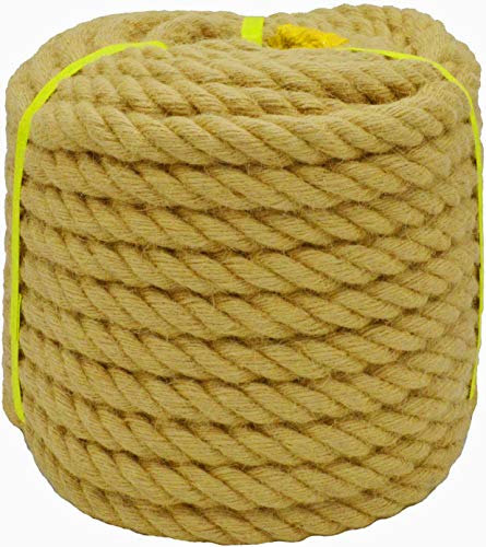 Jalunth Cuerda Rollo de Yute Gruesa Natural Cuerda Cáñamo Sisal para Jardín Colgar Fotos Rascador Gatos Manualidades Floristería Decoración Barcos Bricolaje 6.5 14 20 26 32 39 51mm/15 30m Marrón