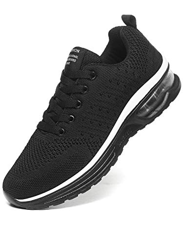 JIANKE Zapatillas Deportivas Mujer Zapatos de Ligero Cojín de Aire Transpirables Moda Running Fitness Caminar Negro 39 EU