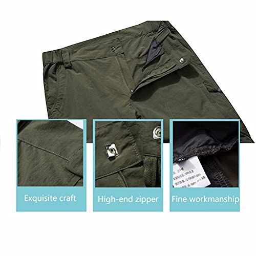 JIANYE Pantalon Trekking Hombre Mujer Zip Off Extraíble Pantalon Senderismo Secado Rápido Pantalones Montaña con Cinturón Caqui M