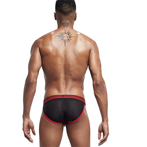 JOCKMAIL Calzoncillos Sexy para Hombre Slips Respirable Sexy Ropa Interior Masculina Hombres Gay Calzoncillos (L, Rojo)