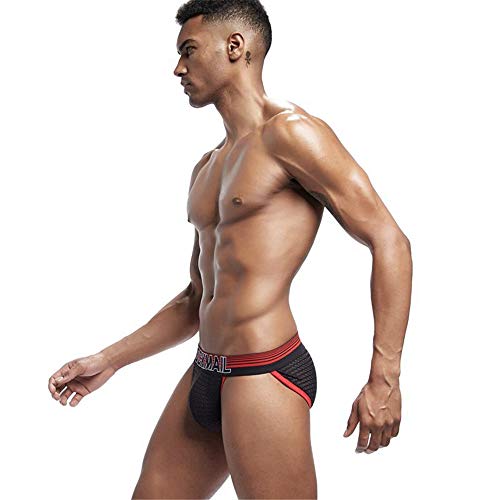 JOCKMAIL Calzoncillos Sexy para Hombre Slips Respirable Sexy Ropa Interior Masculina Hombres Gay Calzoncillos (L, Rojo)