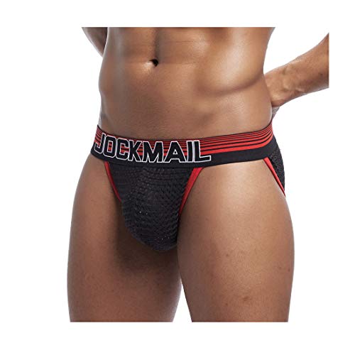 JOCKMAIL Calzoncillos Sexy para Hombre Slips Respirable Sexy Ropa Interior Masculina Hombres Gay Calzoncillos (L, Rojo)