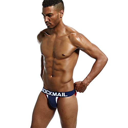 JOCKMAIL Ropa Interior para Hombre Sexy suspensorio Tangas para Hombre Slip Transpirable para Hombre (M, Azul Marino)