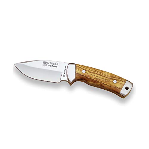 Joker Cuchillo desollador Pecari CO21 con virola INOX, Mango en Madera de Olivo y Hoja de 8,5 cm, 220 Gramos, Herramienta de Pesca, Caza, Camping y Senderismo