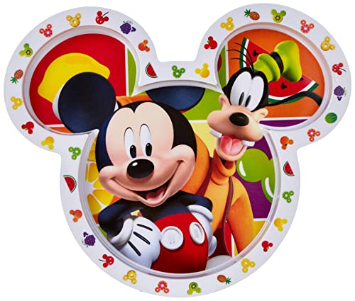 Joy Toy 736095 - Disney Mickey Mouse - Juego de 3 Piezas de malamina: 1 Plato Llano 20 cm, 1 Plato Hondo 14 cm y una Taza 9 cm (245 ml) en Paquete Regalo (27 x 10 x 25 cm)