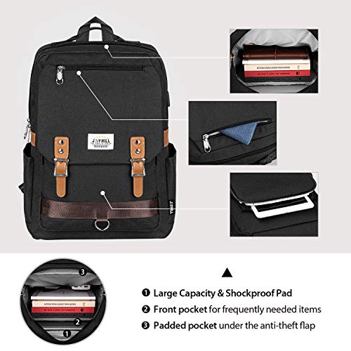 JOYHILL Mochila para Portátil, Impermeable Mochilas Hombre se Adapta a portátiles de hasta 15,6 Pulgadas Moda Mochila Informal Mochila Escolares con Carga USB