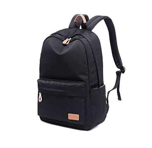 Joymoze Mochila Escolar Clásica Impermeable Informal Retro de Color Liso para Adolescentes Negro