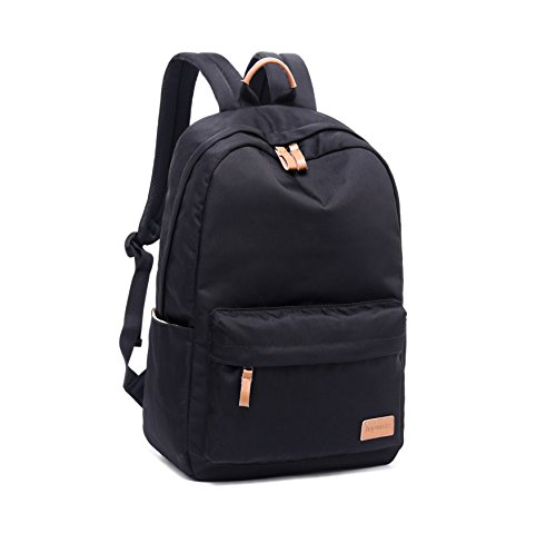 Joymoze Mochila Escolar Clásica Impermeable Informal Retro de Color Liso para Adolescentes Negro