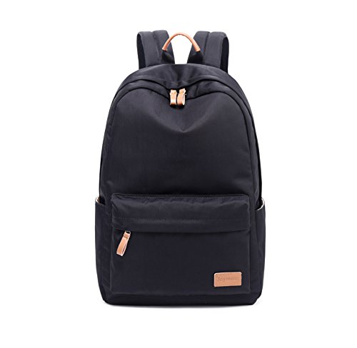 Joymoze Mochila Escolar Clásica Impermeable Informal Retro de Color Liso para Adolescentes Negro