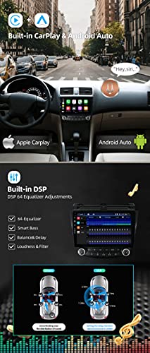 JOYX Android 10 Autoradio para Honda Accord 7th (2002-2007) - [4G+64G] - Built-in DSP/Carplay/Android Auto - Gratis Cámara Mic - 10.1 Pulgada 2 DIN - Apoyo Dab 4G WLAN BT Volante 360-Cámara Fast-Boot