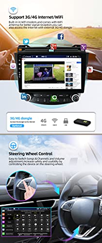 JOYX Android 10 Autoradio para Honda Accord 7th (2002-2007) - [4G+64G] - Built-in DSP/Carplay/Android Auto - Gratis Cámara Mic - 10.1 Pulgada 2 DIN - Apoyo Dab 4G WLAN BT Volante 360-Cámara Fast-Boot