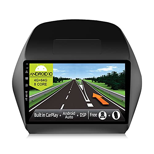 JOYX Android 10 Autoradio para Hyundai IX35 (2010-2017) - [4G+64G] - Built-in DSP/Carplay/Android Auto - Gratis LED Cámara Mic - 9 Pulgada 2 DIN - Apoyo Dab 4G WLAN BT5.0 Volante 360-Cámara Fast-Boot