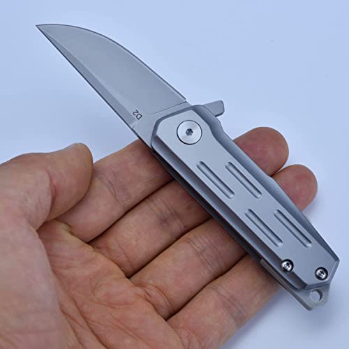 JPCRMOV Mini Navaja de Bolsillo,Cuchillo Plegable Acero X50CR15MoV,Navaja Pequeña Llavero,Ouchillo de Supervivencia para Acampada con Mango de Acero Todo Gris,Fácil de Abrir