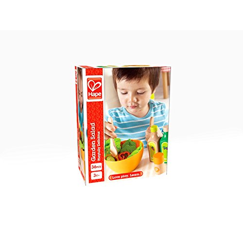 Juego de Cocina Ensalada de Hape,Juego de Comida de Madera para Niños y Niñas, Ingredientes de Ensaladas y Accesorios para Fomentar Hábitos de Alimentación Saludables Galardonado