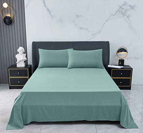 Juego de sábanas Completo para Cama de Matrimonio - Sábanas y Fundas de Almohada, Ropa de Cama de Microfibra Cama 180 Verde