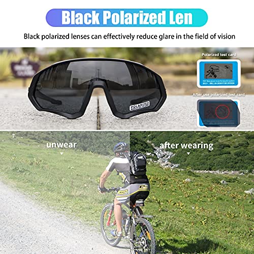 KAPVOE Gafas de Ciclismo Polarizadas con 5 Lentes Intercambiables para Hombres Mujeres Pantalla Completa TR90 Gafas de Sol Ligeras para Ciclismo Deportivo MTB 20