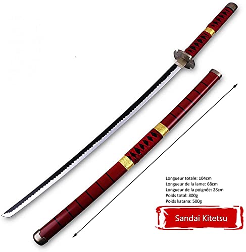 Katana japonesa de madera One Piece Zoro Sandai Kitetsu replique Cosplay Epee de samourai Anime Sabre de Madera