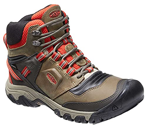 KEEN Ridge Flex Mid Waterproof, Botas para Senderismo Hombre, Dark Olive Ketchup, 48 EU