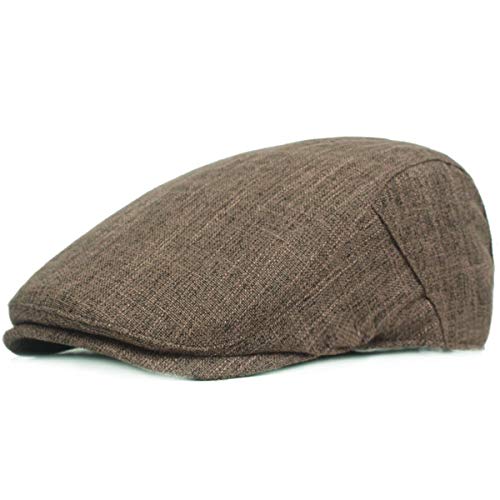 KeepSa Gorra plana de cáñamo puro para hombre Gatsby Ivy Sombrero irlandés Newsboy Boina Caps, #K37-Marrón, Talla única