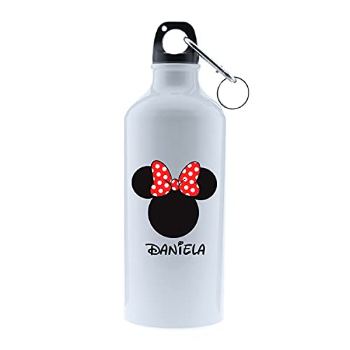 Kembilove Botella de Agua Niños Personalizada con Nombre – Cantimplora Infantil Acero Inoxidable – Regalos Infantiles Personalizados – Botellas Térmicas de 500 ml – Diseño Minnie