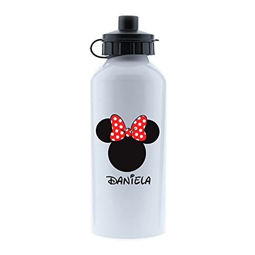 Kembilove Botella de Agua Niños Personalizada con Nombre – Cantimplora Infantil Acero Inoxidable – Regalos Infantiles Personalizados – Botellas Térmicas de 500 ml – Diseño Minnie