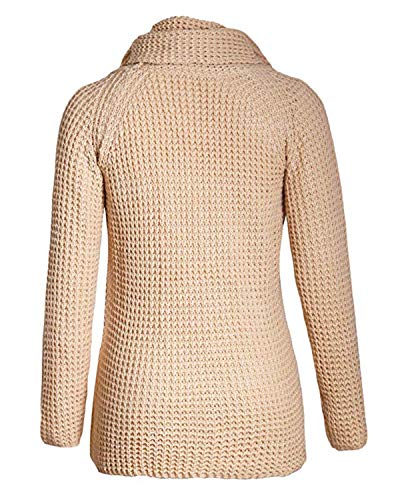 kenoce Jersey Mujer Jersey de Cuello Alto Mujer Jersey Grueso Pullover Jersey Jersey Dobladillo Asimétrico D-Albaricoque L