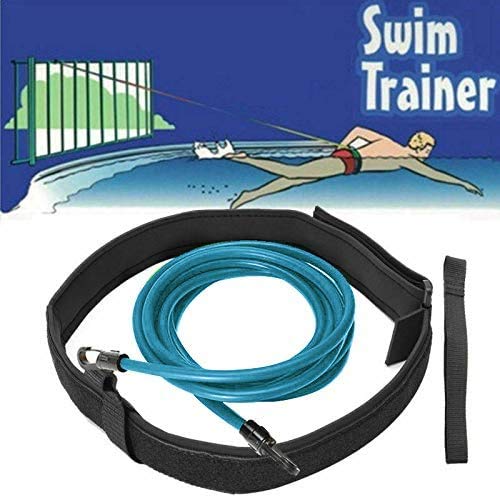 KIKILIVE Cinturón de natación para Exteriores, cinturón de Entrenamiento de natación, cinturón de Resistencia para natación, Cuerda elástica Duradera para Entrenamiento de Piscina (4M Light Blue)