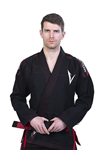 Kimono Vector Attila Series de Jiu Jitsu con cinturón Blanco, Ligero, 100% algodón, A1, Negro