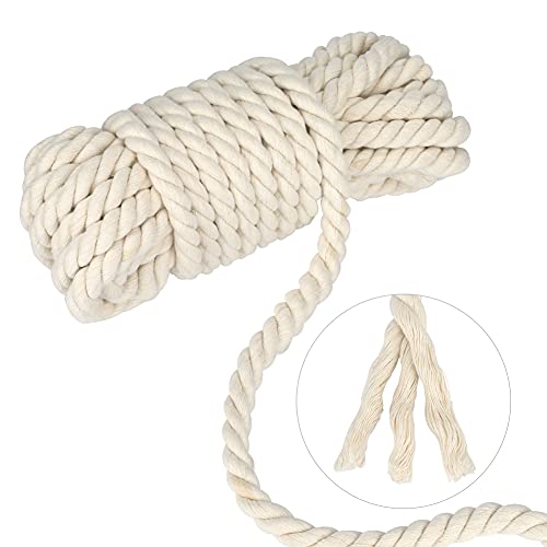 KINGLAKE 14mm Cuerda de algodón Natural de 10 m, Cuerda de macramé Trenzada Gruesa para Manualidades, jardinería, Envoltura, decoración