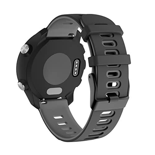 KKFA Banda de Reloj de Silicona para Garmin Forerunner 245 245M 645 Merezca de la Correa de Reloj para Garmin Vivoactive 3 Wheamband (Color : Black Gray, Size : Forerunner 245 245M)