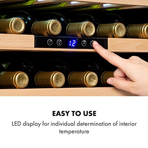 Klarstein Vinsider - Nevera para vinos, Vinoteca para bebidas, Empotrable, Temperatura 5-22 °C, Puerta acristalada, Pantalla LCD, Luz interior LED, Acero inoxidable, 24 Botellas, Blanco