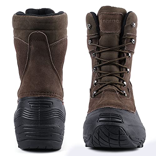 Knixmax Botas de Nieve para Hombre Botas de Invierno Calientes Forrado Piel Suelas Impermeables Antideslizante Zapatos Marrón 42 EU