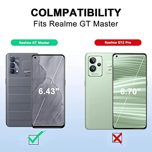 Kokio [3+2 Pack] Protector de Pantalla Compatible con Realme GT Master Edition 5G, 3 x Película protectora de vidrio templado y 2 x Protector de Lente de cámara,Para Realme GT Master