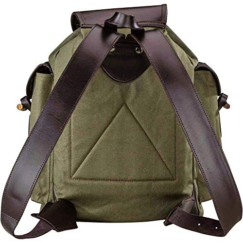 K&S Outdoors Mochila de caza, senderismo, color verde oliva y verde, silenciosa, con aplicaciones de piel marrón, 18 L