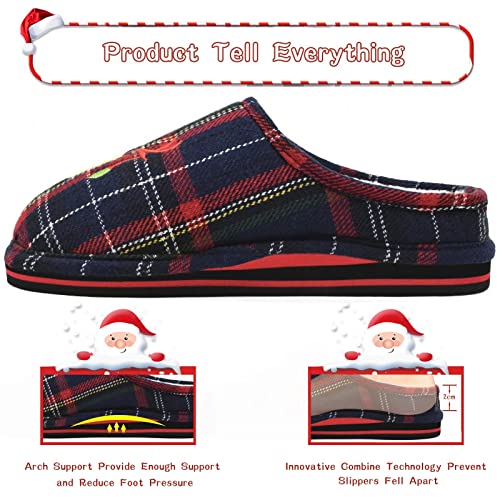 KuaiLu Zapatillas Casa Mujer Navidad Reno Invierno Pantuflas Caliente Peluche Piel Forradas Cerradas Babuchas Señoras Comoda Peludas Pelo Memory Foam Cuadros Slipper Antideslizante Goma Suela Negro 39