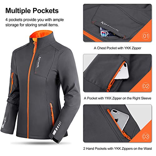 KUTOOK Chaqueta Softshell Invierno para Mujer Ropa Resistente Al Agua y Al Viento con Forro Polar para Trekking Senderismo Montaña Carrera Esquí y Diario En La Cuidad(L)