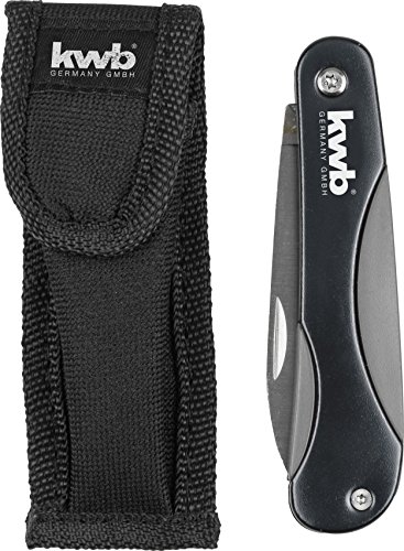 KWB Cuchillo de ocio con funda de nailon para cinturón, 7,5 cm, hoja de acero inoxidable, plegable, 1 pieza, 016020