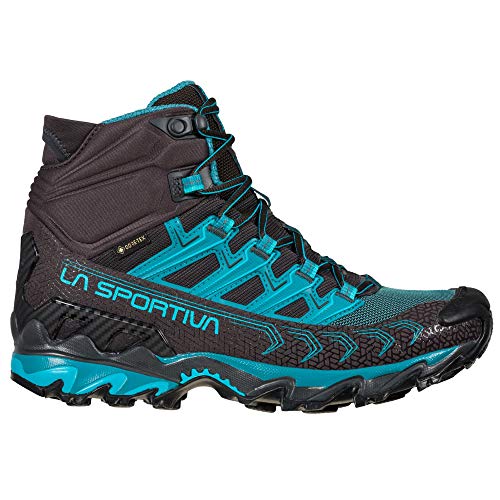 LA SPORTIVA Ultra Raptor II Mid Woman GTX, Botas de Senderismo Mujer, Carbon/Topaz, 37 EU