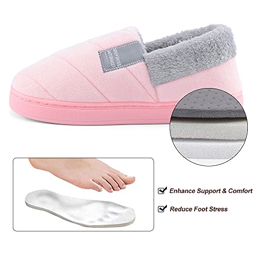 LACOFIA Zapatillas de Estar por Casa de Mujer Cerradas Pantuflas Señora Invierno con Suela de Goma Antideslizante para Interiores y Exteriores Rosa Claro 40/41