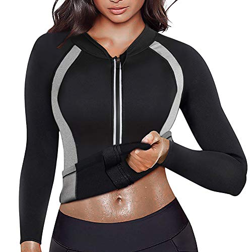 LaLaAreal Fajas Neopreno Sudor Camiseta Mujer Sauna Reducer Compression Suit Ejercicio Chaqueta Reductora Adelgazante P¨¦rdida de Peso para Deporte Fitness Entrenamiento de Cintura