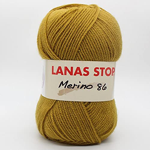 Lanas Stop Merino 86 Ovillo de Color Mostaza Cod. 065