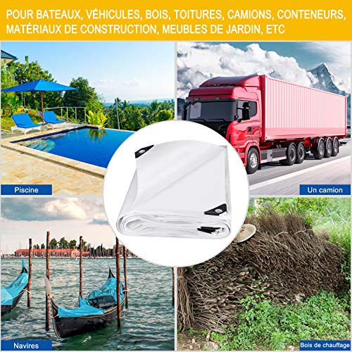 Laneetal Lona Impermeable de Protección Exterior 3x4m Resistente al Agua y a los Rayos UV 280g/m² Blanco