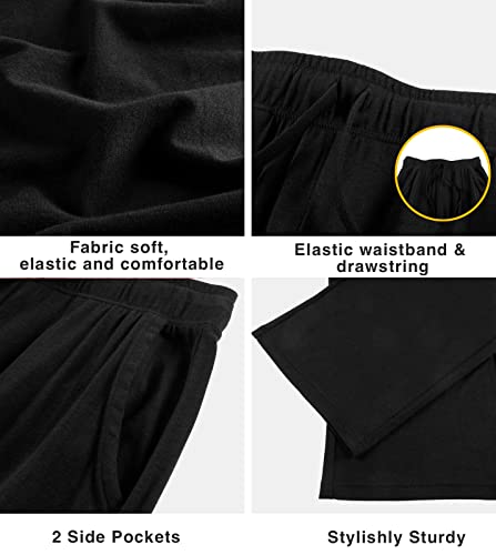 LAPASA Pantalones de Casa para Mujer Pantalones de Pijama con Bolsillos L59 L Negro