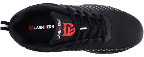 LARNMERN Chaussures de Sécurites pour Homme Embout de Acier Femme Travail Basket de Securite (38.5 Negro)