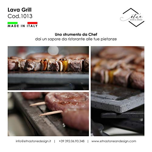 Lava Grill S- Parrilla de piedra volcánica del volcán Etna - Placa lijada de 30 x 30 cm - Apta para uso en hornos, barbacoas, para cocinar carnes, pescados, verduras y pizza - Tamaño S