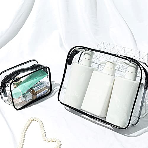 Lazz1on 4 Piezas Transparente Bolsa de Viaje Impermeable Portátil de Maquillaje de PVC Bolsa de Cosmético Unisexo Viajes Baño Almacenamiento de Cremallera Organizador