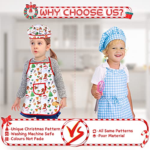 LEMESO 16 Piezas Mini Chef Juego de Cocina Niños Delantal Tema Navidad, Kit Completo de Repostería Infantil Cortador de Galletas Navideño Regalo Juguetes de Cocinero para Niños